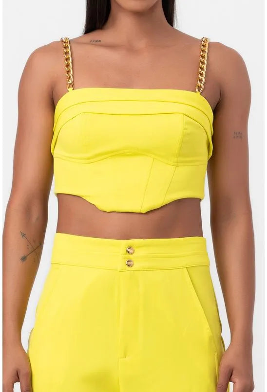 BLUSA CROPPED DEGRAUS AMARELA LABRAVA
