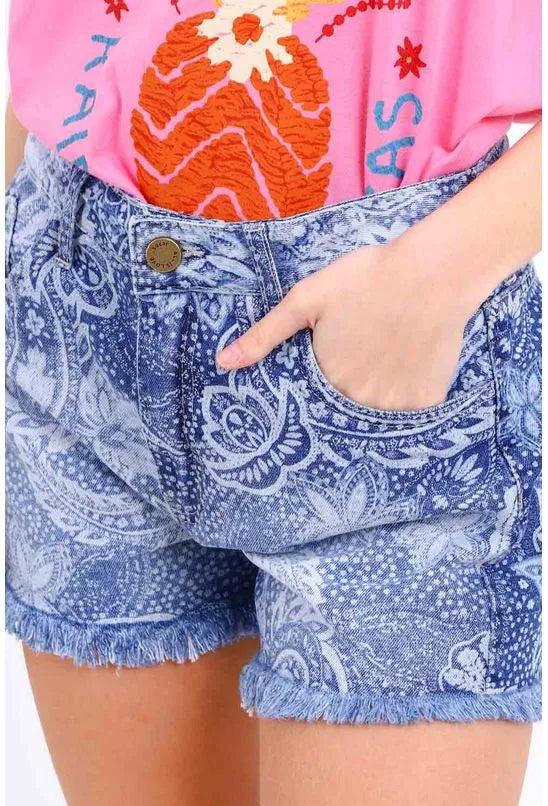 SHORTS JEANS ESTAMPA CASHMERE ALL IS LOVE