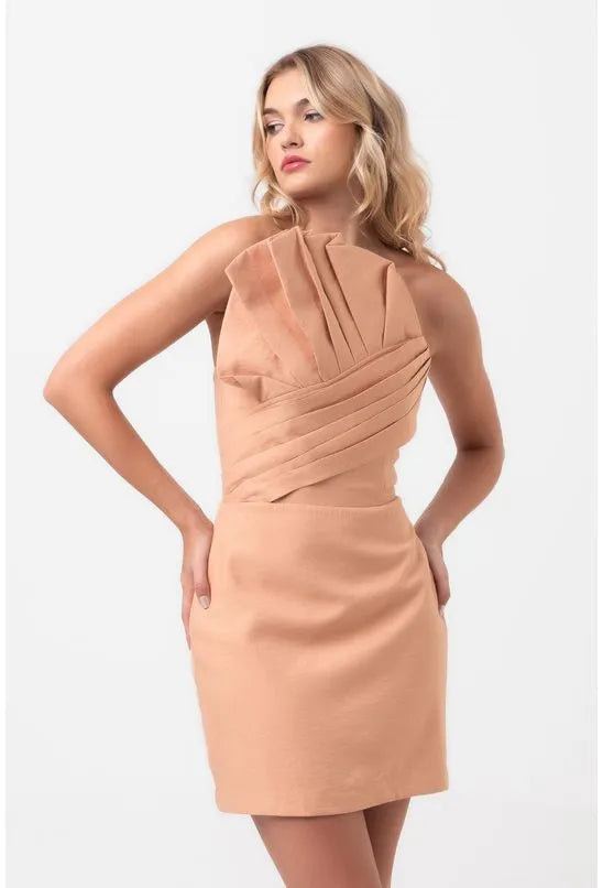 VESTIDO CURTO CARACOL BEGE LABRAVA