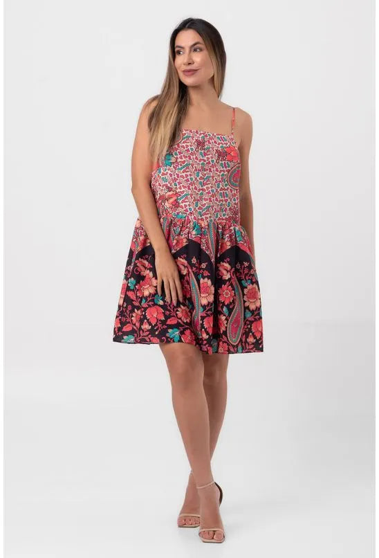 VESTIDO CURTO PAISLEY FLORAL PEQUIÁ