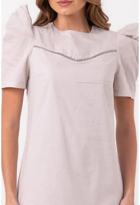 VESTIDO TRICOLINE CURTO ENTREMEIO CINZA PEQUIÁ
