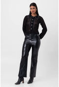 CALÇA DE COURO FLARE PRETA