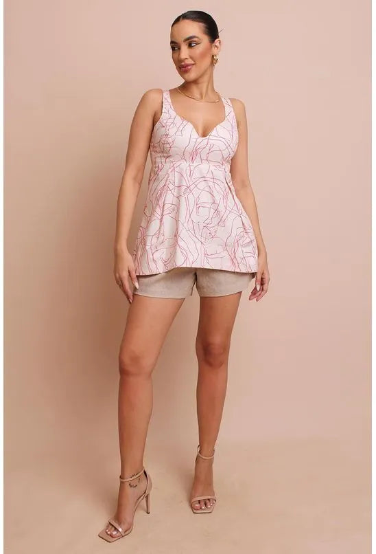 TOP DECOTE DESENHO FIG MULHER ANIMALE