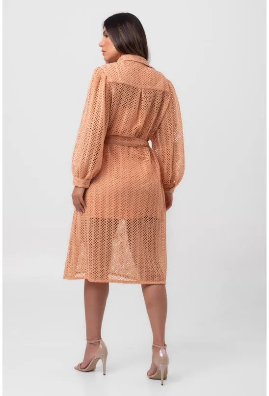 VESTIDO RENDA MIDI ROSA LABRAVA