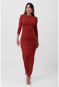 VESTIDO TRICOT CANELADO SUPER MIDI VERMELHO LABRAVA