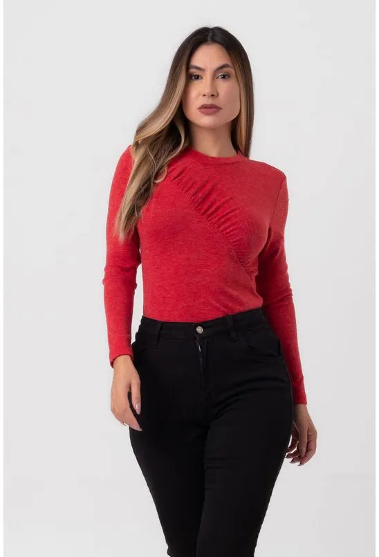 BLUSA MANGA LONGA FRANZIDA VERMELHA LABRAVA