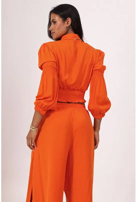 BLUSA VISCOSE LASTEX LARANJA PEQUIÁ
