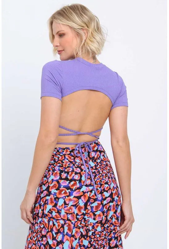 BLUSA AMARRACAO CANELADA ROXA PEQUIA