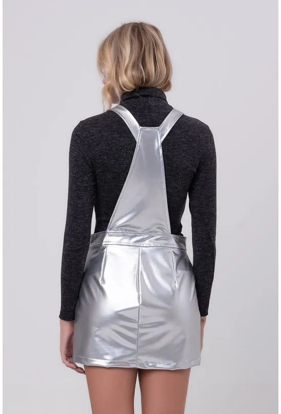 VESTIDO SALOPETE COURO PRATA LABRAVA