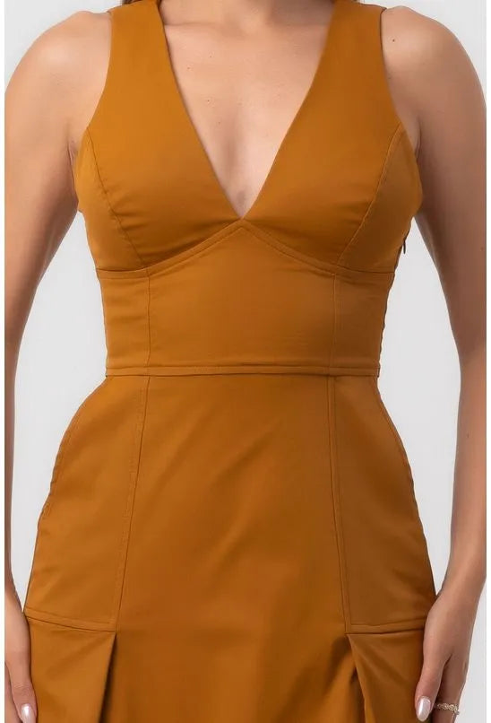 VESTIDO SUPER MIDI EVASÊ MARROM LABRAVA