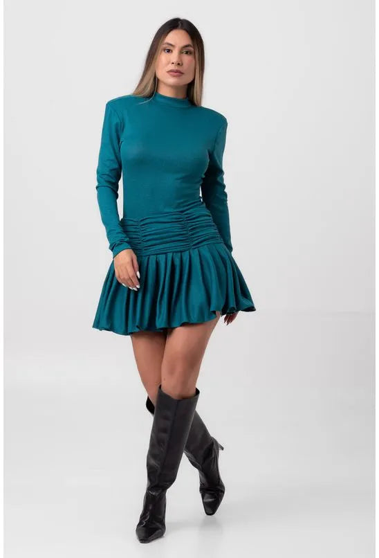 VESTIDO LUREX CURTO BALLET VERDE LABRAVA