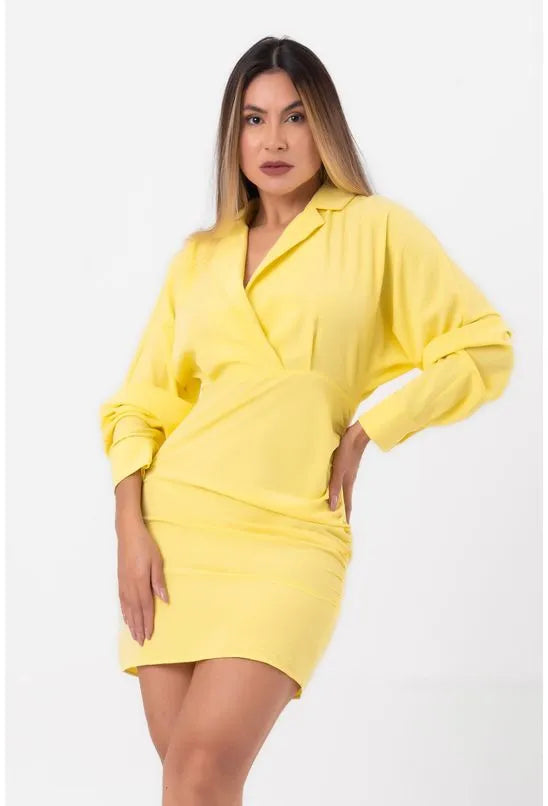 VESTIDO CURTO MANGA LONGA AMARELO
