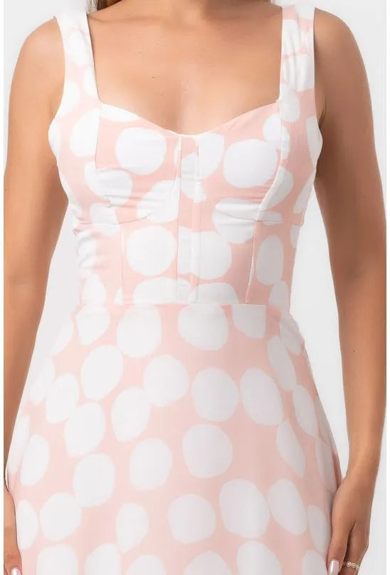 VESTIDO CREPE MIDI CORPETE POÁ ILUSION PEQUIÁ
