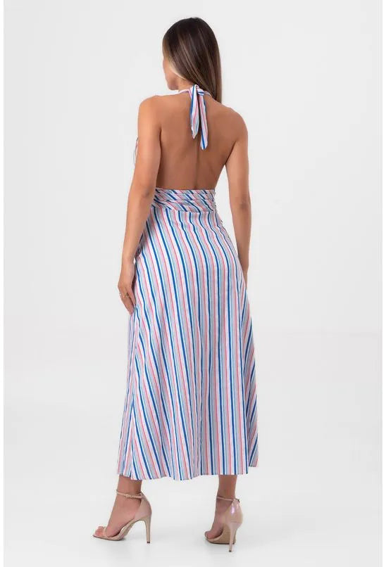 VESTIDO SUPER MIDI BÚZIOS LISTRADO PEQUIÁ