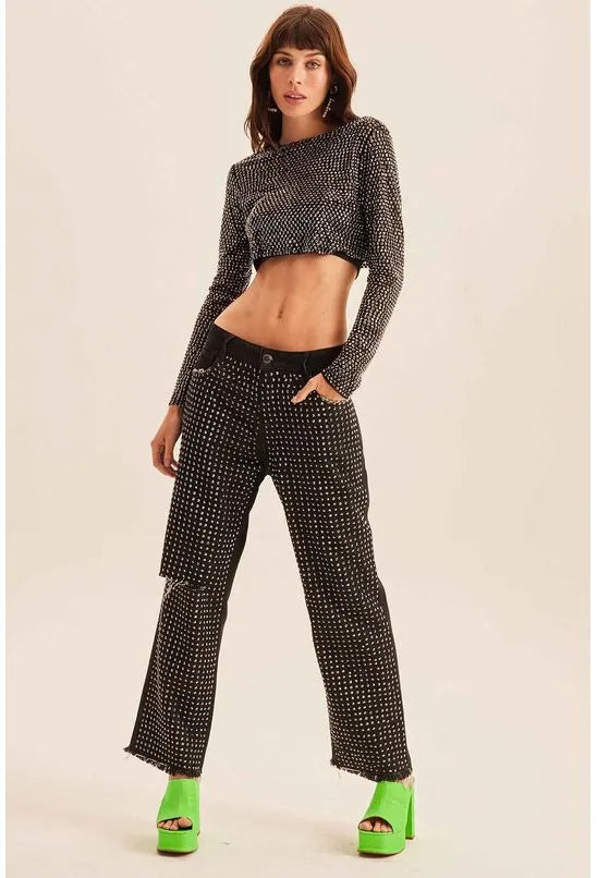 CALÇA JEANS RETA LOW LANÇA PERFUME