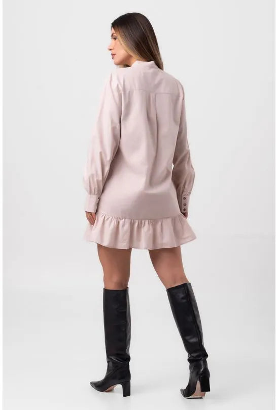 VESTIDO TRICOLINE CHEMISE BEGE PEQUIÁ