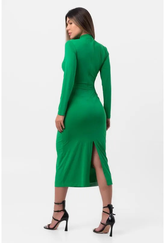 VESTIDO MIDI GOLA VAZADO VERDE LABRAVA