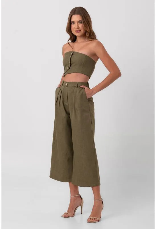 BLUSA SEM ALÇAS BOTÕES VERDE LABRAVA