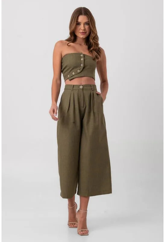 BLUSA SEM ALÇAS BOTÕES VERDE LABRAVA