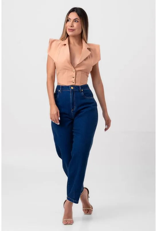 BLUSA CROPPED ACINTURADA BEGE LABRAVA