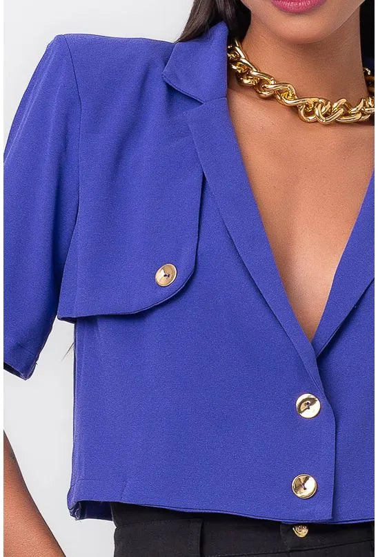 BLAZER CROPPED LAPELA ROXO LABRAVA