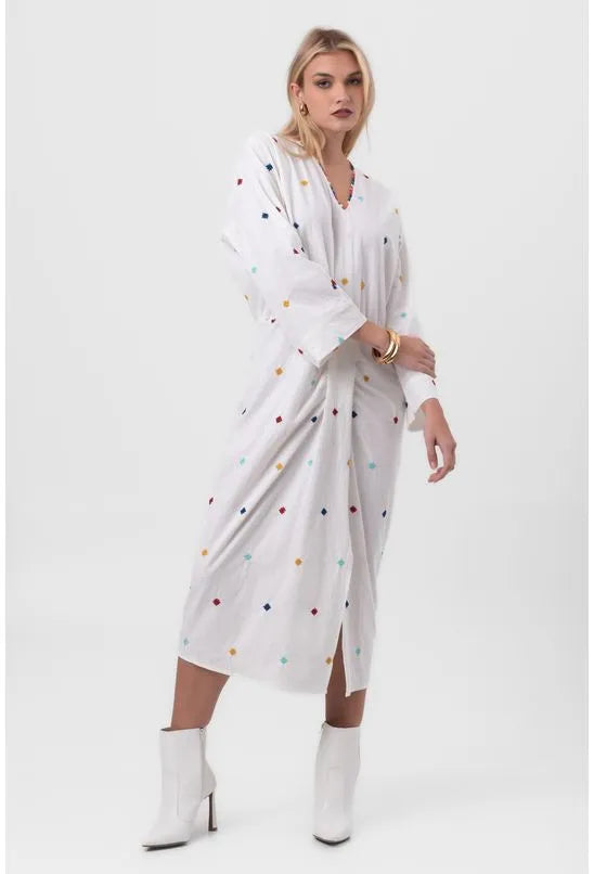 VESTIDO MIDI DECOTADO BRANCO