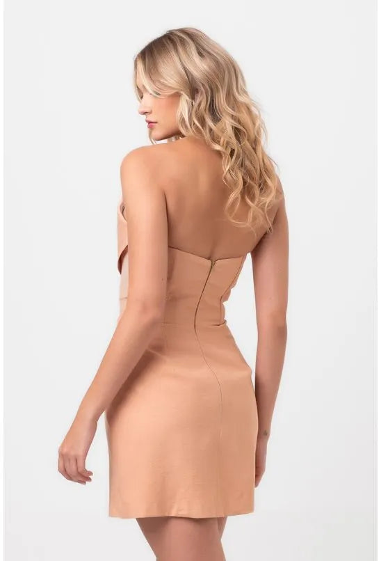 VESTIDO CURTO CARACOL BEGE LABRAVA
