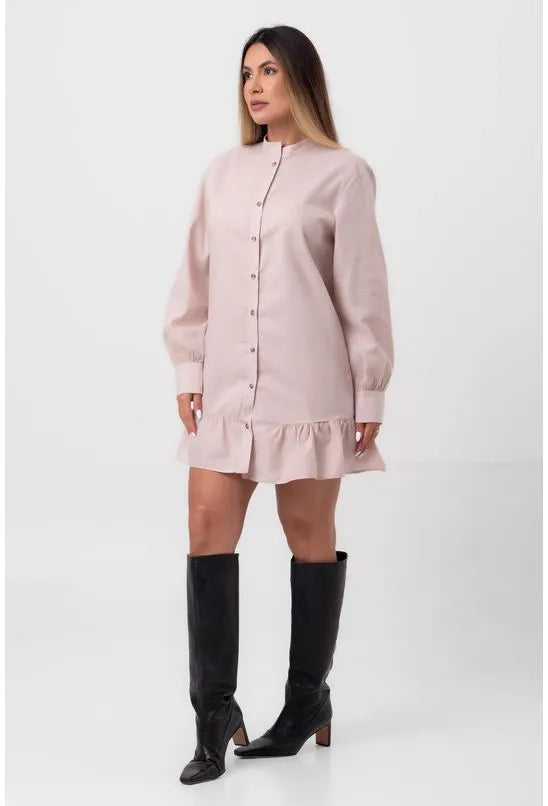 VESTIDO TRICOLINE CHEMISE BEGE PEQUIÁ