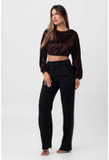 BLUSA CAMURÇA MANGA LONGA MARROM ESCURO LABRAVA