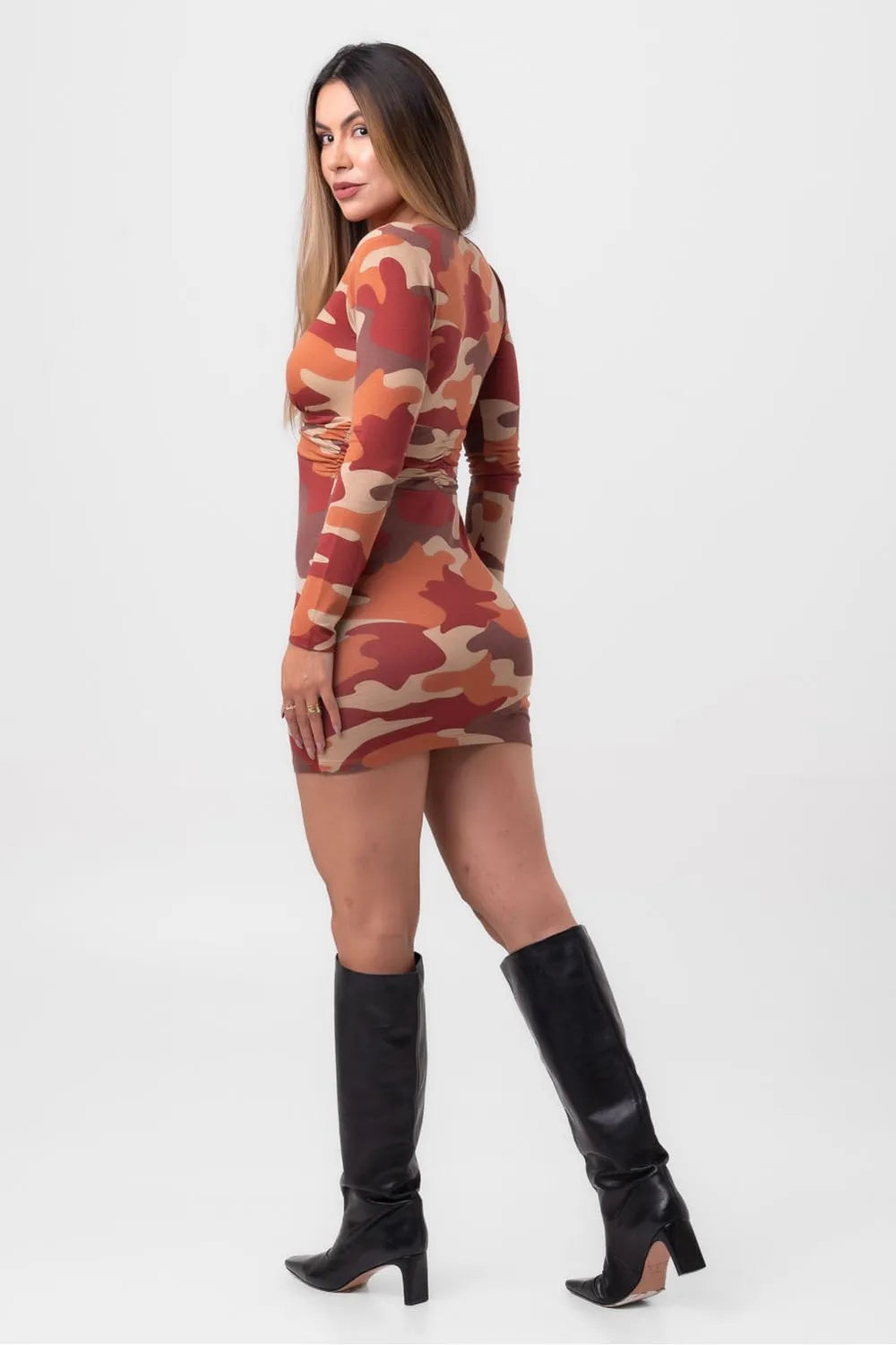 VESTIDO VISCOSE CURTO DECOTE V CAMUFLADO DO SERTÃO PEQUIÁ