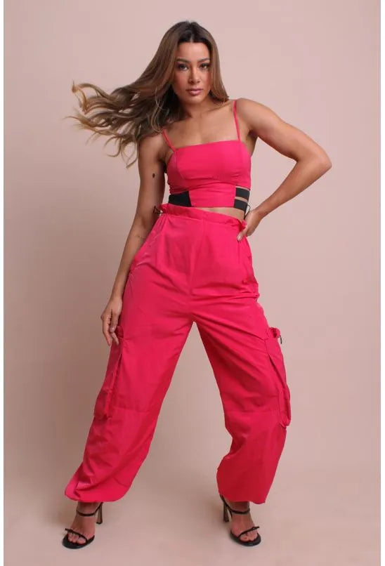 CALÇA PARACHUTE UTILITÁRIA ROSA LABRAVA