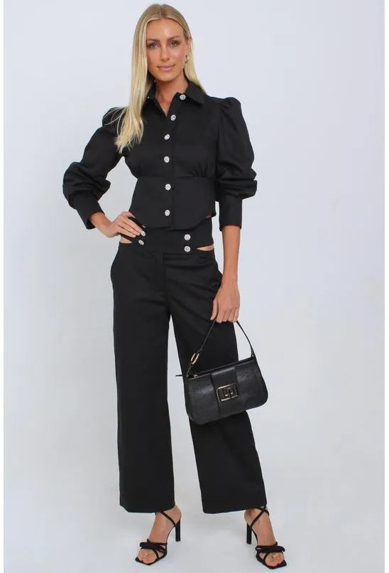 CALÇA RETA ALTO ABERTURA LATERAL MORENA ROSA