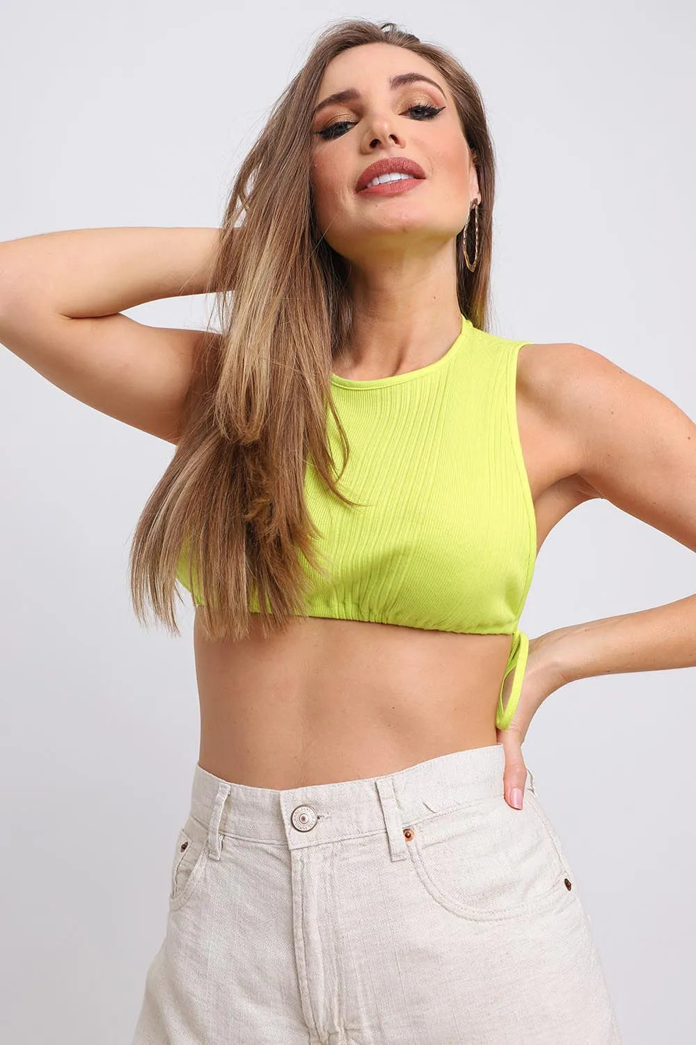 CROPPED COM AMARRAÇÃO LATERAL ANIMALE JEANS