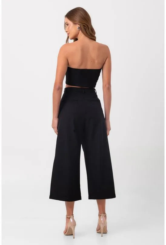BLUSA SEM ALÇAS BOTÕES PRETA LABRAVA