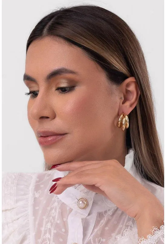 BRINCO DE ARGOLA TRIPLA DOURADO LABRAVA