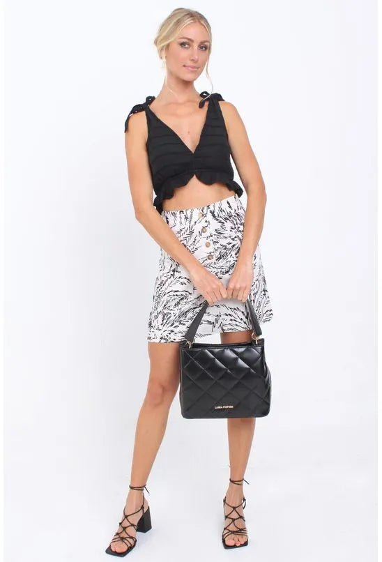 TOP DE VOIL STRIPE COM BABADO ANIMALE JEANS
